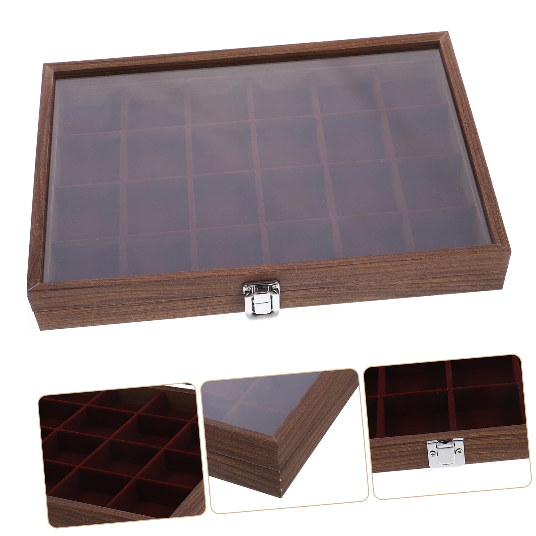 LABRIMP Caja De Almacenamiento De Té De Madera Con Tapa Transparente Organizador De Bolsitas De Té Con Compartimentos Para Decoración y Organización Cocina