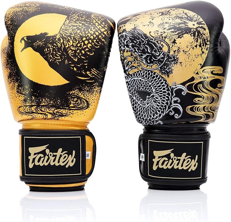 Fairtex BGV26 Harmony Boxing Gloves, Leather Muay Thai MMA Kickboxing Gear | Full-grain hide with triple-layer foam padding. Ventilated wrist strap outfit features Phoenix silkscreen for bag workouts