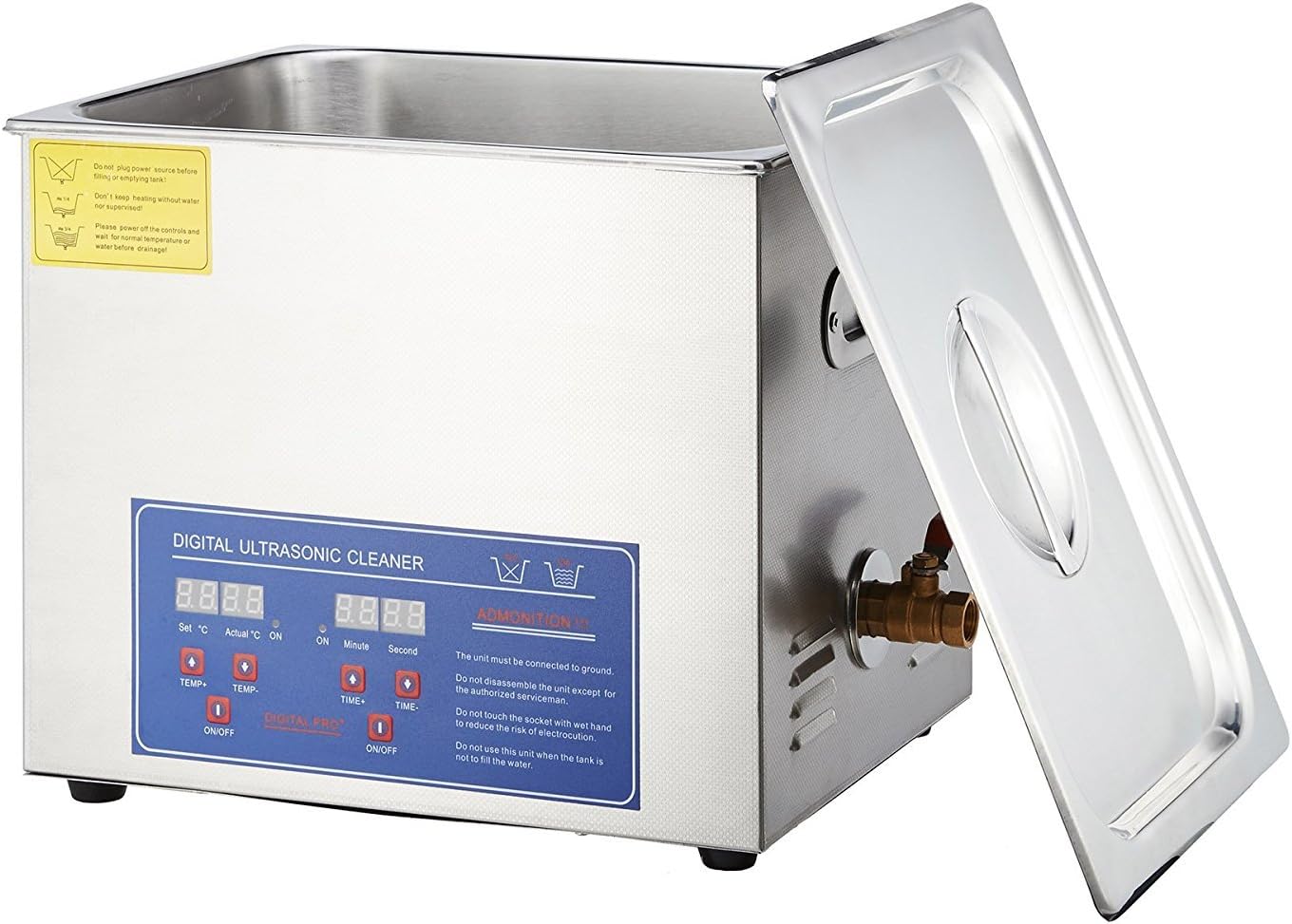 Digital Ultrasonic Cleaner Washer Machine Stainless Steel High-Power Ultrasonic Jewelry Cleaner with Adjustable Heater Timer Setting, 15L