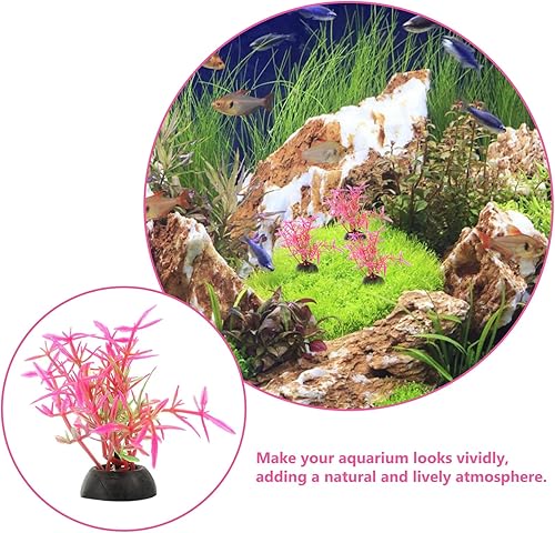 Miniatura 3 de POPETPOP 20pcs acuario paisajismo tanque de juguete grande tanque de peces viva plantas suculentas plantas artificiales acuáticas falsas decoración