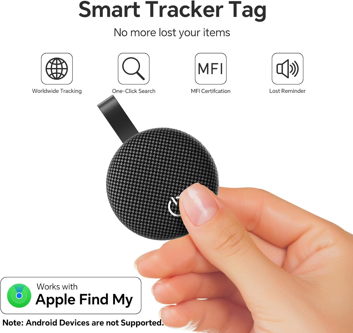 Air Tracker Tag-2 Pack, [Apple MFi Certified] Smart Tag for Apple Find My App (iOS Only), 2025 New Bluetooth Tracker Tag Item Finder for Pet, Key, Luggage, Bike, Wallet, & More (Gray, 2 Pcs) - Image 8