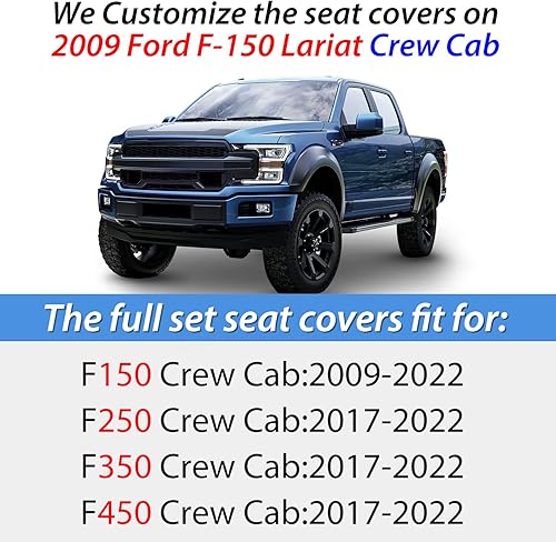 Miniatura 6 de Nilight Fundas de asiento de automóvil de ajuste personalizado 2009-2024 F150 y 2017-2024 F250 F350 F450 impermeable resistente al desgaste Juego de