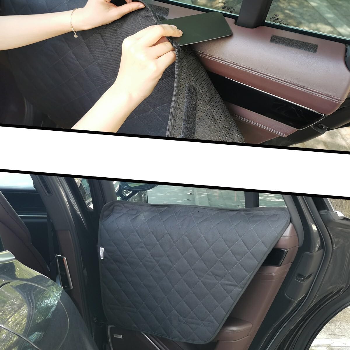 rhinos autostyling compatible with Volvo XC60 (2008-2017) - Quilted Heavy Duty Waterproof Protector Anti-Scratch Side Barrier Guard Kids Dog Cat Pet Car Interior Door Covers Pair
