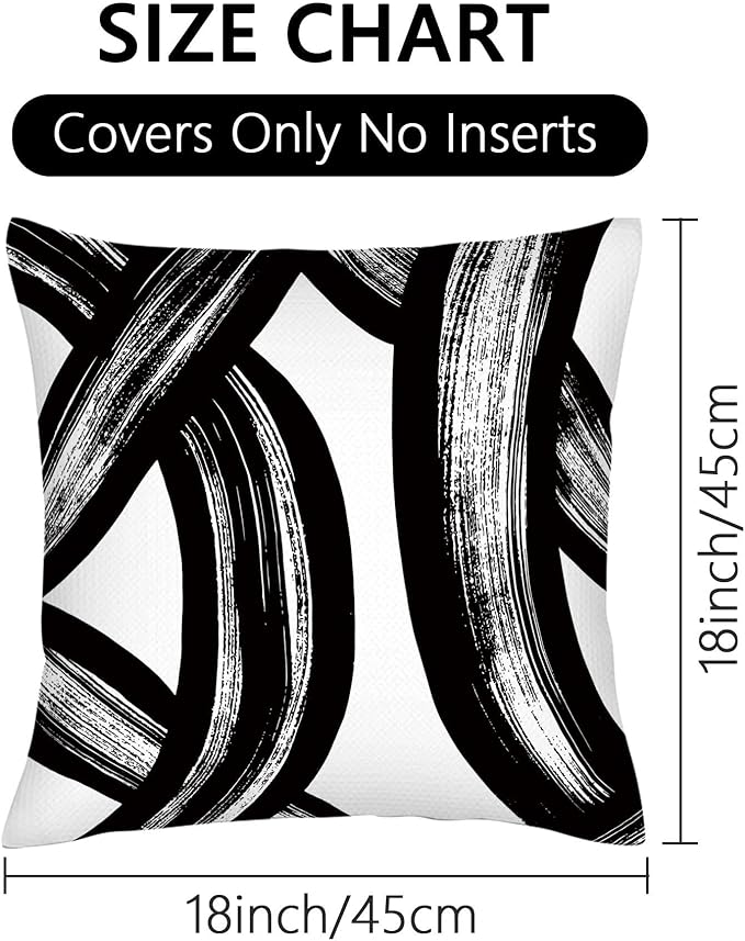 Set 4 Almohadas Decorativas Cuadradas 18x18 Fundas Rayas Neg miniatura 3