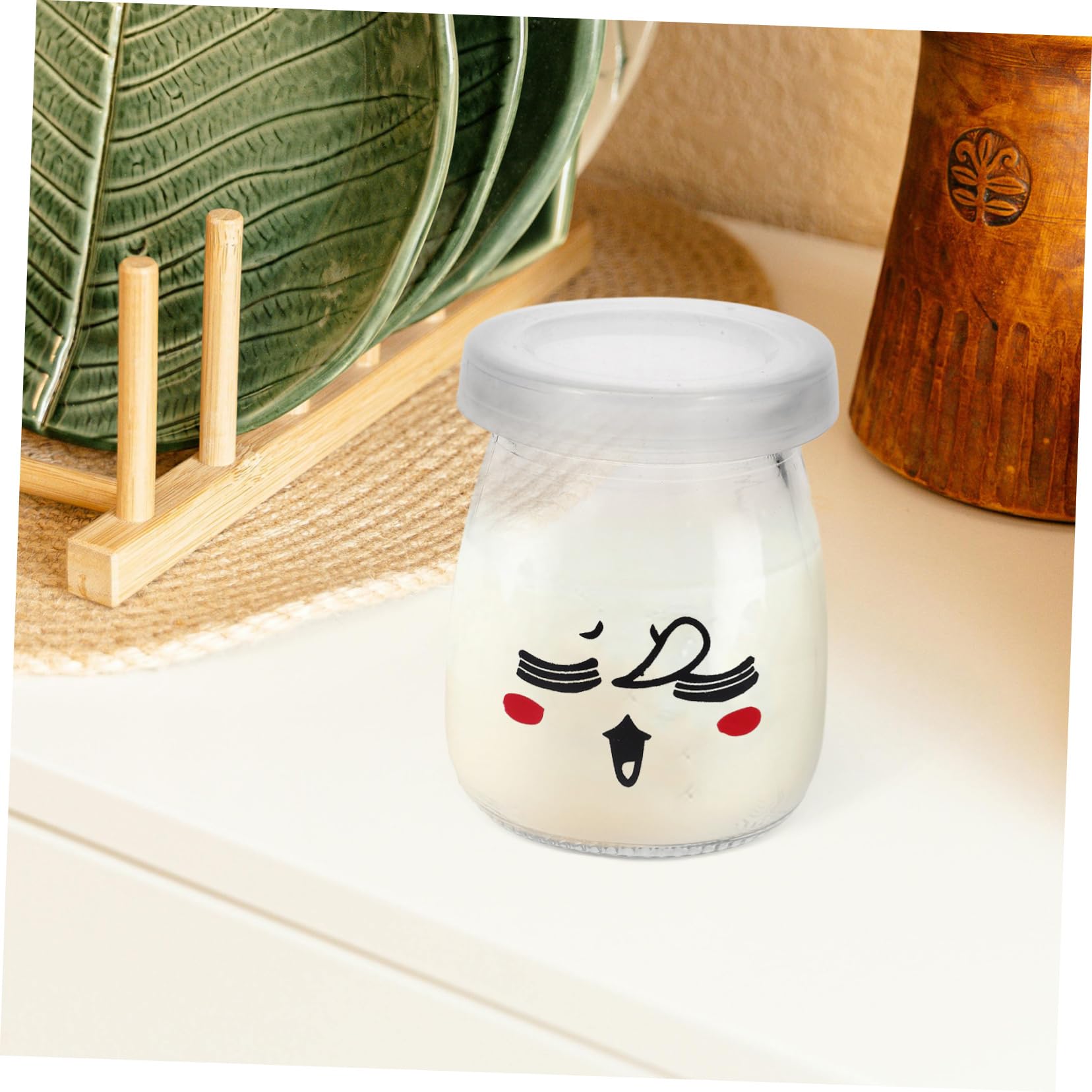 LIFKOME Glasflaschen für Joghurt und Pudding 100ml mit Bunten Motiven Wiederverwendbare Dessertflaschen aus Transparentem Glas für Kleine Portionen und Zufällige Farbe Zufälliger Stil