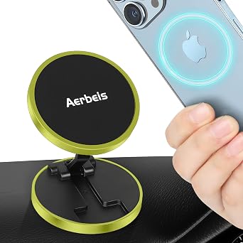 Magnetic Phone Holder Mount for Car, Compatible with MagSafe, Folding Magnetic Phone Mount Adapter for Car Holder Mount, Folding Metal Car Phone Holder