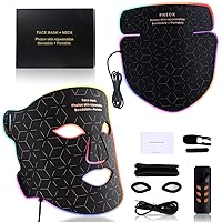 Maschera LED per Viso & Collo,Maschera per Terapia della Luce Led 4 Modalità,Maschera