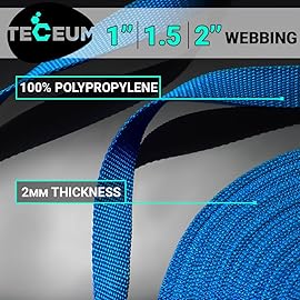TECEUM 1 Inch Webbing - Simple Blue 50 Yards - 1 Webbing Climbing Outdoors Crafting Temp