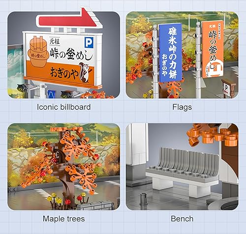 Miniatura 5 de dOMOb Initial-D Usui Touge - Kit de bloques de construcción japoneses para niños y adultos de 8 años, juguete de construcción con luces LED, juego