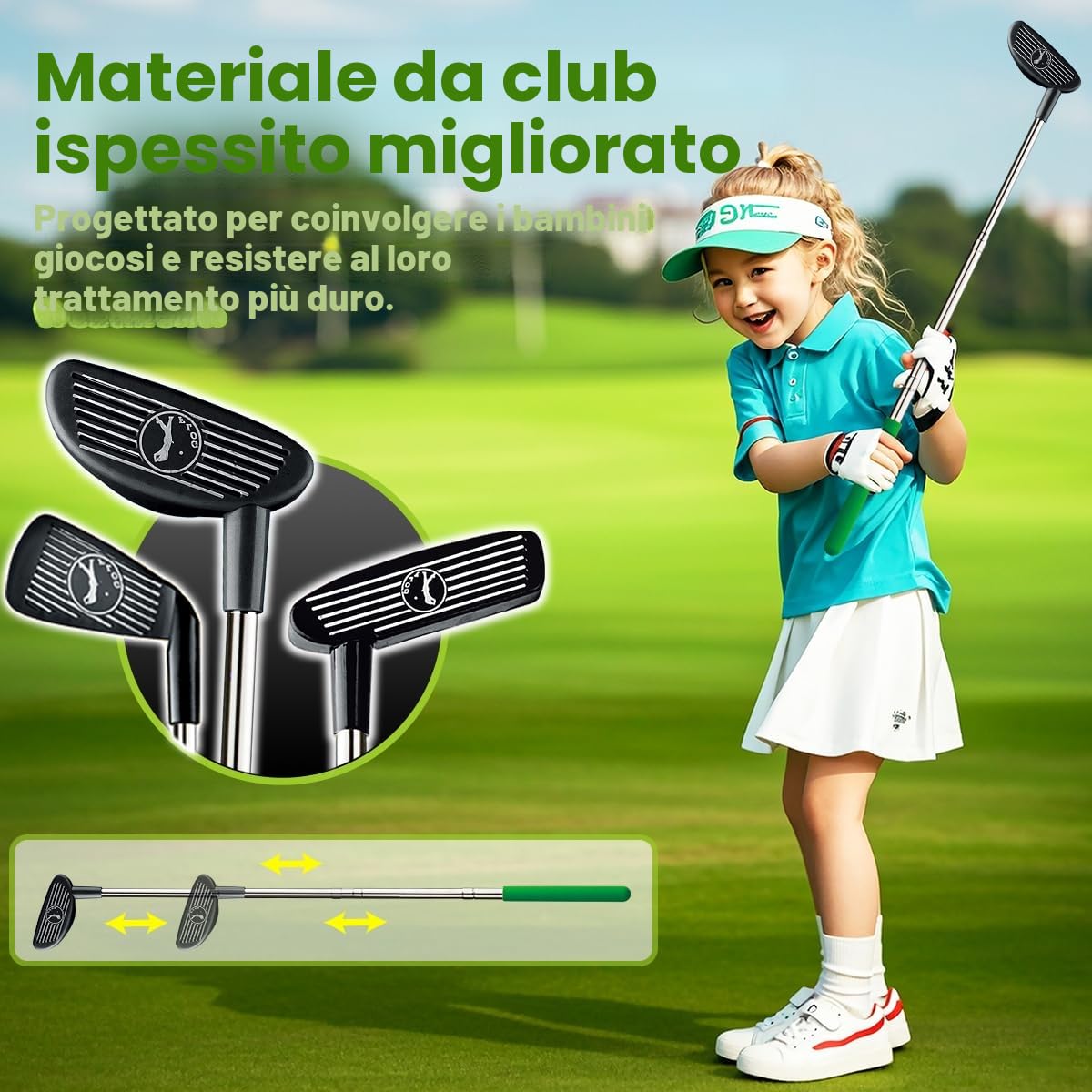 Giocattolo da Golf per Bambini Aggiornato con Raccoglitore Automatico, Palline da Golf Luminescenti a LED,Mazze, Tappetino da Putting,Mini Golf per 3-8 Anni, Giochi Sportivi per Ragazzi e Ragazze 3+