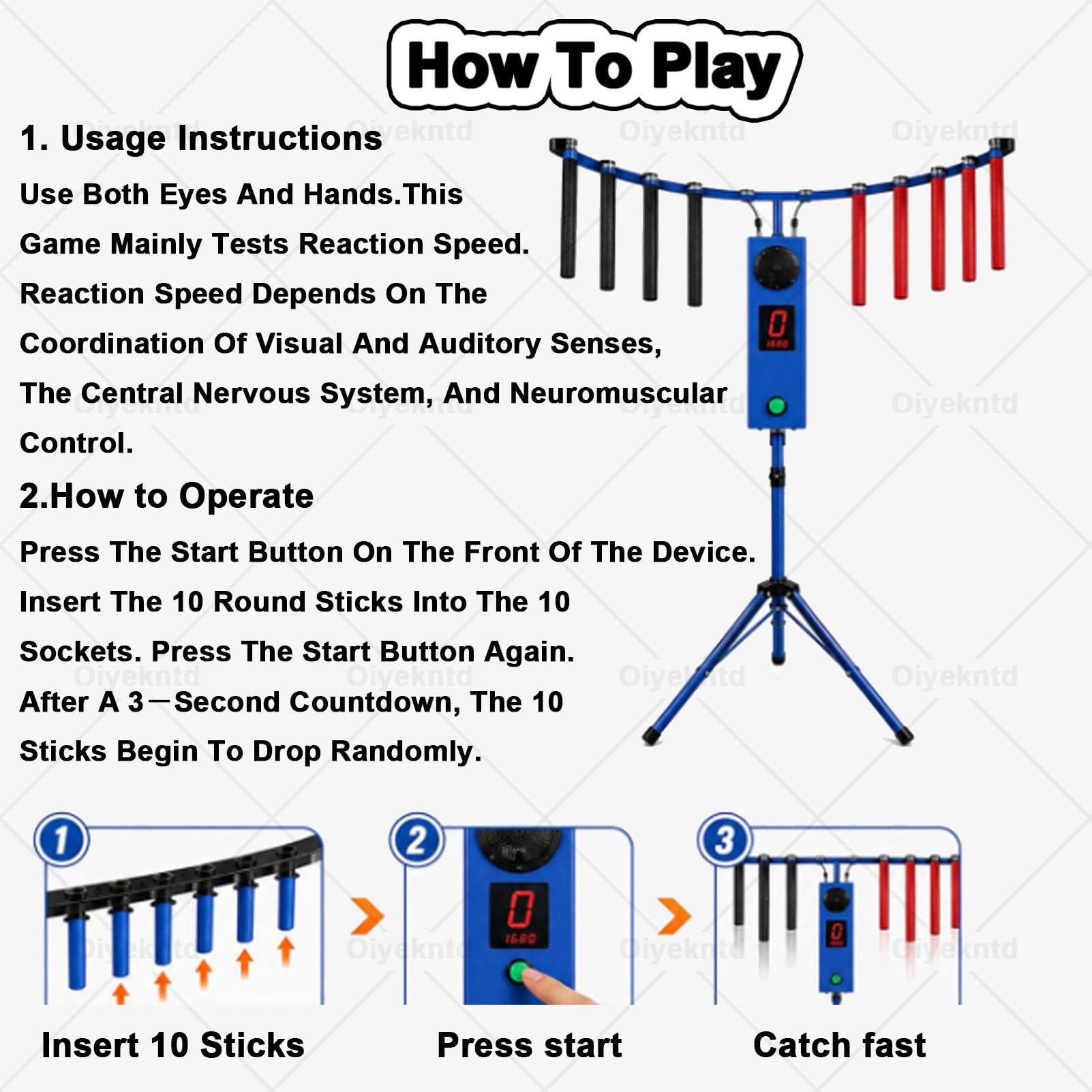 Gioco di Allenamento della coordinazione Occhio-Mano con bastoni acchiappa-riflessi, Ideale per Feste, Eventi aziendali e Serate in Famiglia, con luci LED e Musica reattive Yellow