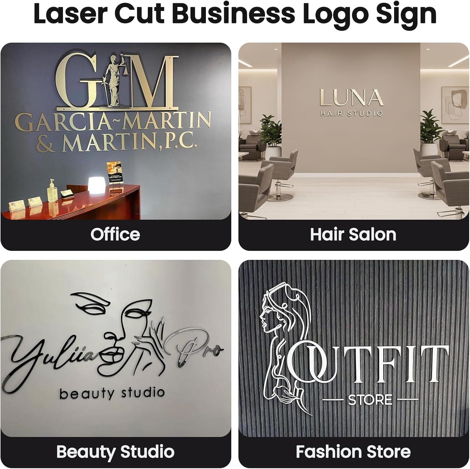 Custom Business Logo Sign, Personalized Laser Cut 3D Acrylic Signs for Wall Decor, Professional Customizable Acrylic Signage for Business Office Company Beauty Salon Retail Outlet Cafe Bar Wedding