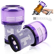 2 Pack V12 Filter, Replacement Filters for Dyson V12 Detect Slim Absolute Extra/Total Clean/Fluffy Vacuums, SV34, SV35 Vacuums, Washable Hepa Filter with 1 Brush, Part#971517-01