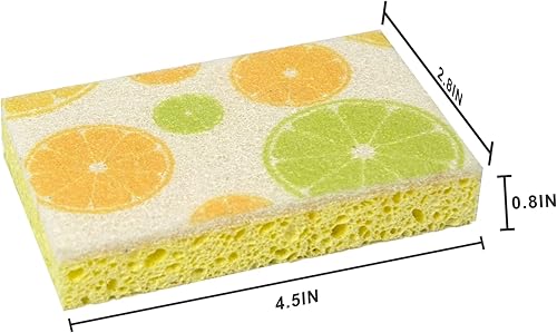 Miniatura 7 de CELOX Esponjas de doble cara impresas con limón, esponja antiarañazos para limpieza de cocina, 4.5 x 2.8 x 0.8 pulgadas (6)