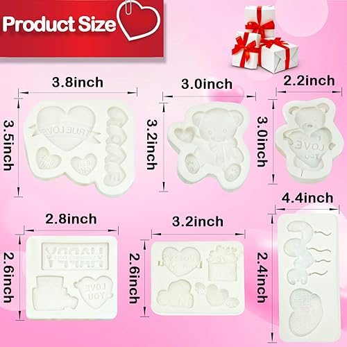 Miniatura 2 de Paquete de 3 moldes de silicona de chocolate para el día de San Valentín, molde de silicona de gofres de corazón dulce, molde de galletas de corazón