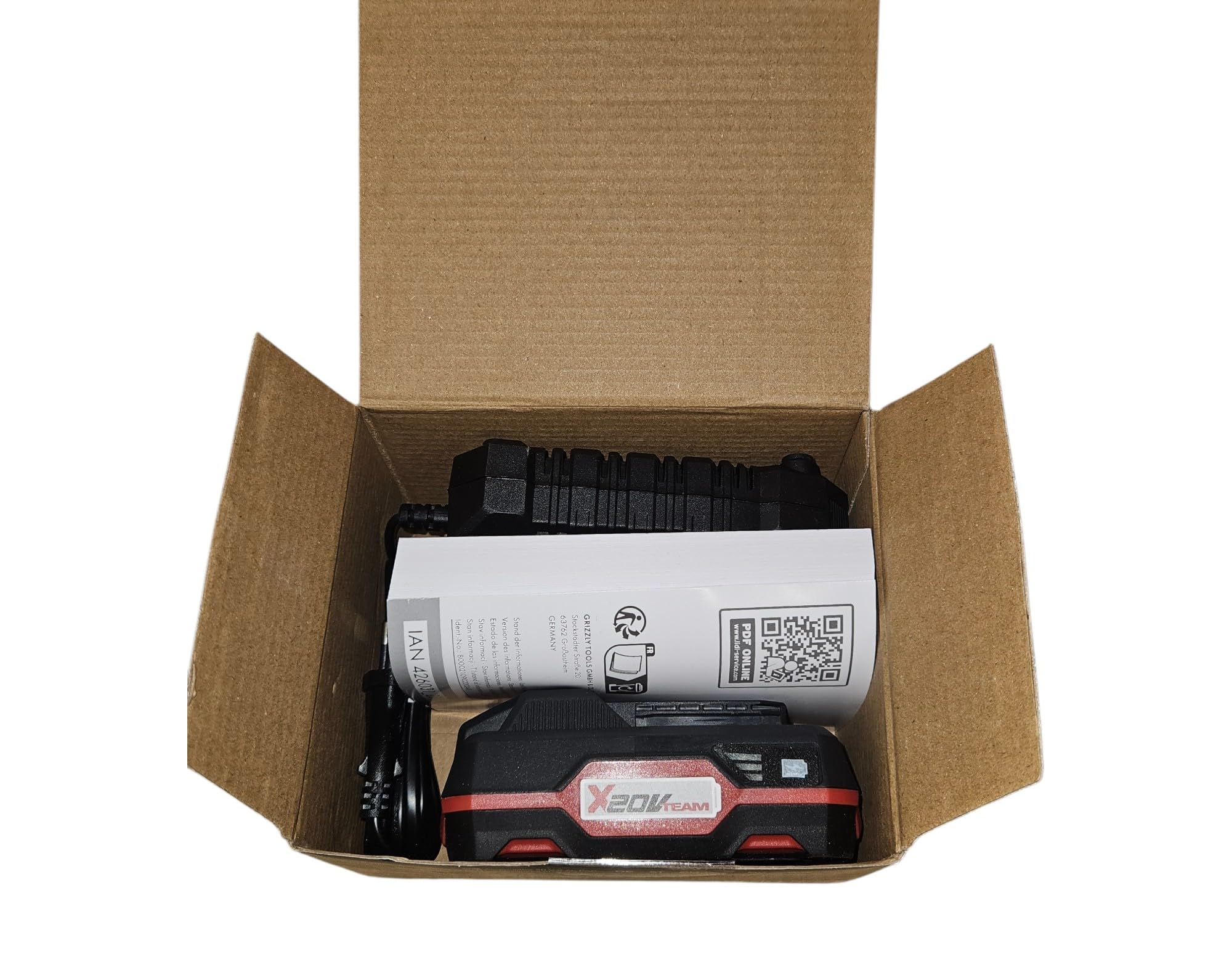 Parkside Batteria agli ioni di litio da 20 V, 2 Ah (PAP 20 B1) e caricatore da 60 min (PLG 20 C1) 65 W - 2,4 A - Bilanciamento delle celle per un'autonomia e una durata prolungate