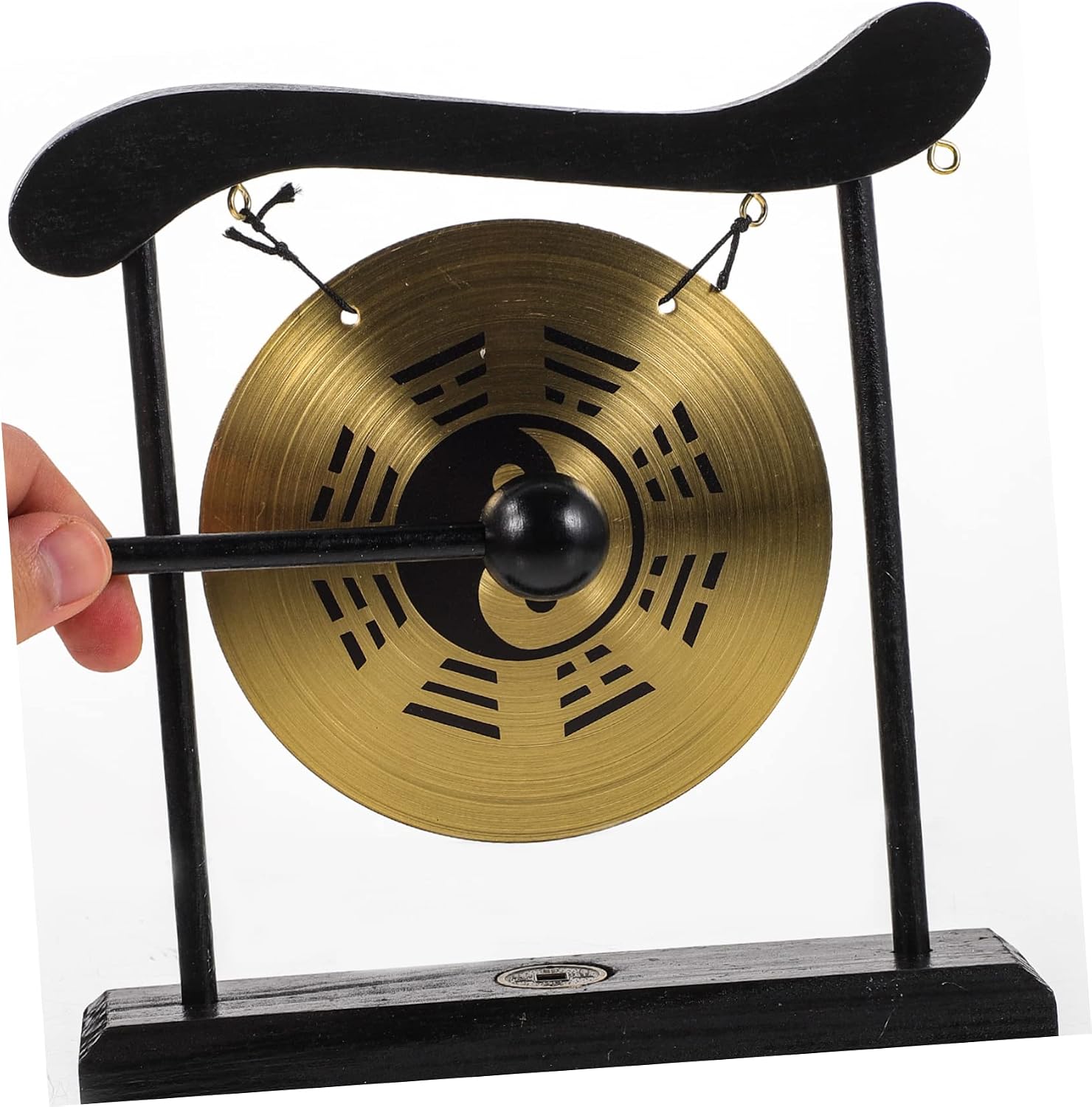 Holibanna Alloy Gong Gong Stand for Desktop Chinese Decor Vintage Craft Home Ornament Feng Shui Bell