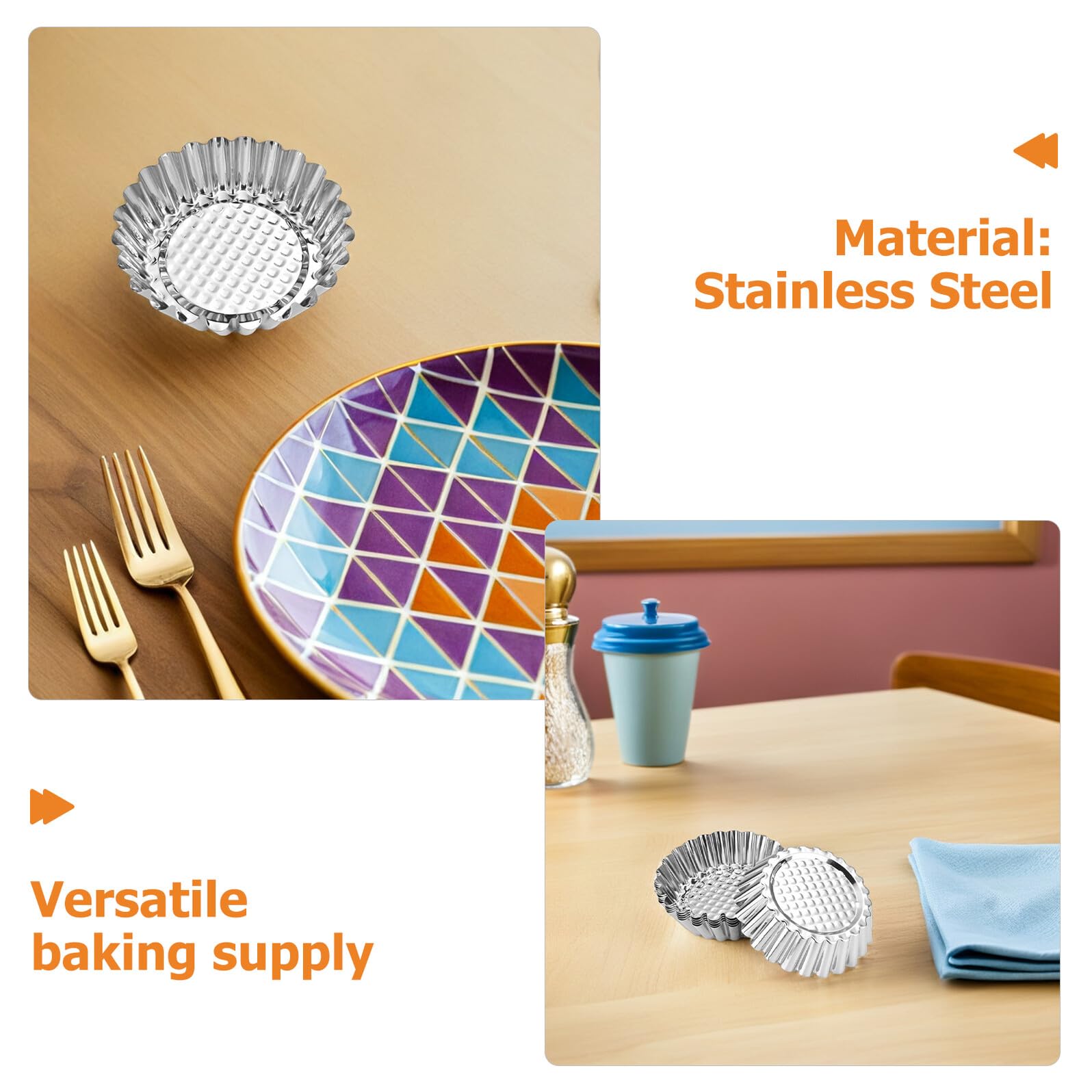 20 piezas Moldes Mini Tartaletas Acero Inoxidable Antiadherente Reutilizables para Hornear Tartas Pequeñas Muffins y Pasteles Fácil Desmoldar y Limpiar