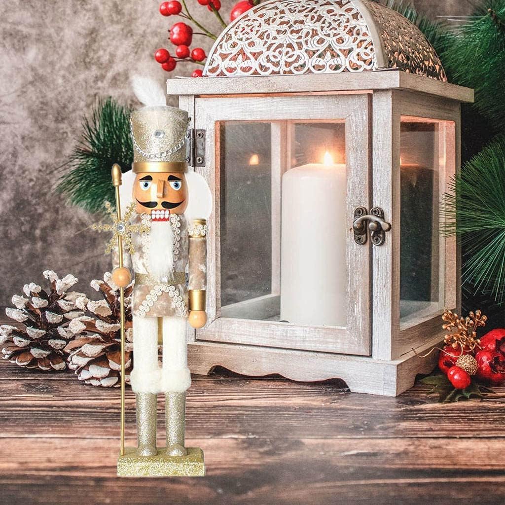 Christmas Wooden Nutcracker Puppet Wooden Nutcracker Figurine Nutcracker Soldier for Christmas Decorations,Xmas Tree,Table Decor - Gold