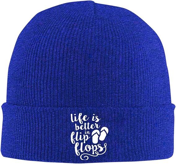Life is Better in Flip-Flops Outdoor Unisex Beanie Warm Thick Knitted Hat Soft Elastic Skull Hat