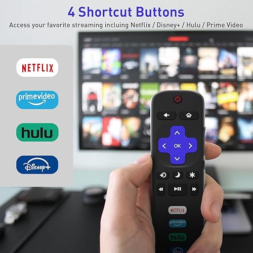 Miniatura 3 de Paquete de 2 control remoto de repuesto para Roku TV, compatible con televisores inteligentes TCLHisenseOnnSharpInsigniaElementPhilips Roku Series