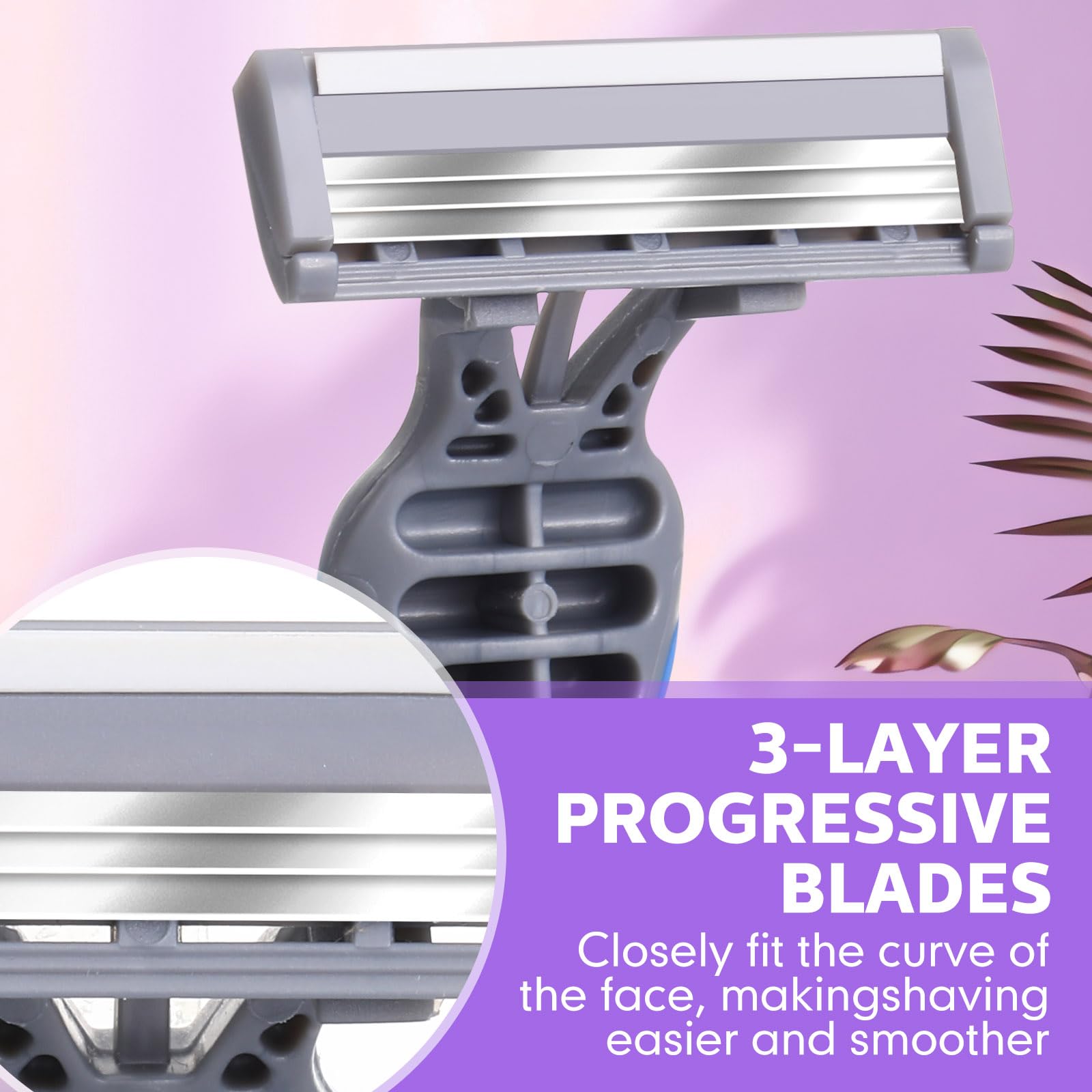 Leriton 12 Pcs Disposable Razors for Men Bulk 3 Blade Sensitive Skin Shaving Razor Long Blade for Hotel Spa Travel