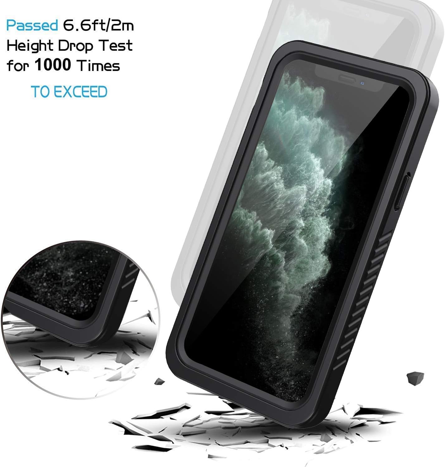 Lanhiem for iPhone 11 Pro Case, IP68 Waterproof Dustproof Case with Built-in Screen Protector, Heavy Duty Full Body Protective Clear Back Phone Cover for iPhone 11 Pro (Black)
