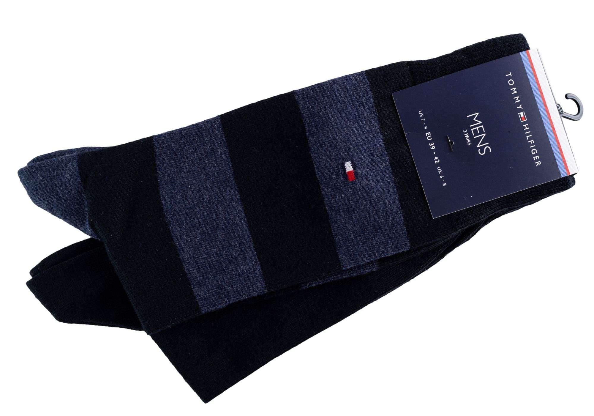 Tommy Hilfiger - Classic Mens Socks - Men's Accessories - Tommy Hilfiger Mens Socks - Signature Embroidered Logo - 2 Pack - Dark Navy - 9-11
