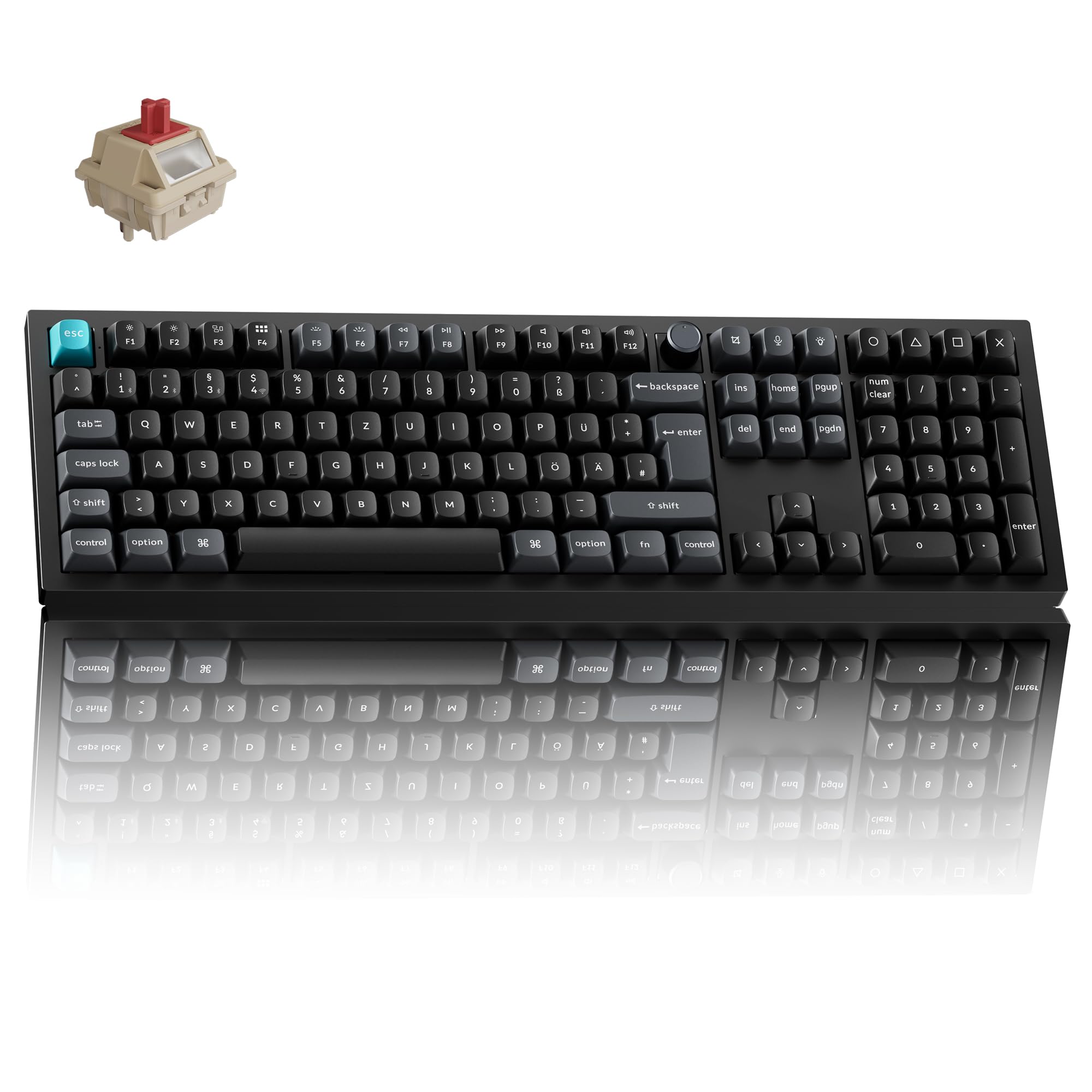 Keychron Q6 Ultra 8K – Kabellose mechanische Tastatur mit ISO-QWERTZ-Layout | 8000 Hz - Vollmetallgehäuse - 2,4 GHz/Bluetooth 5.3/USB-C - Red-Schalters - Schwarze Gaming-Tastatur für Mac/Windows/Linux