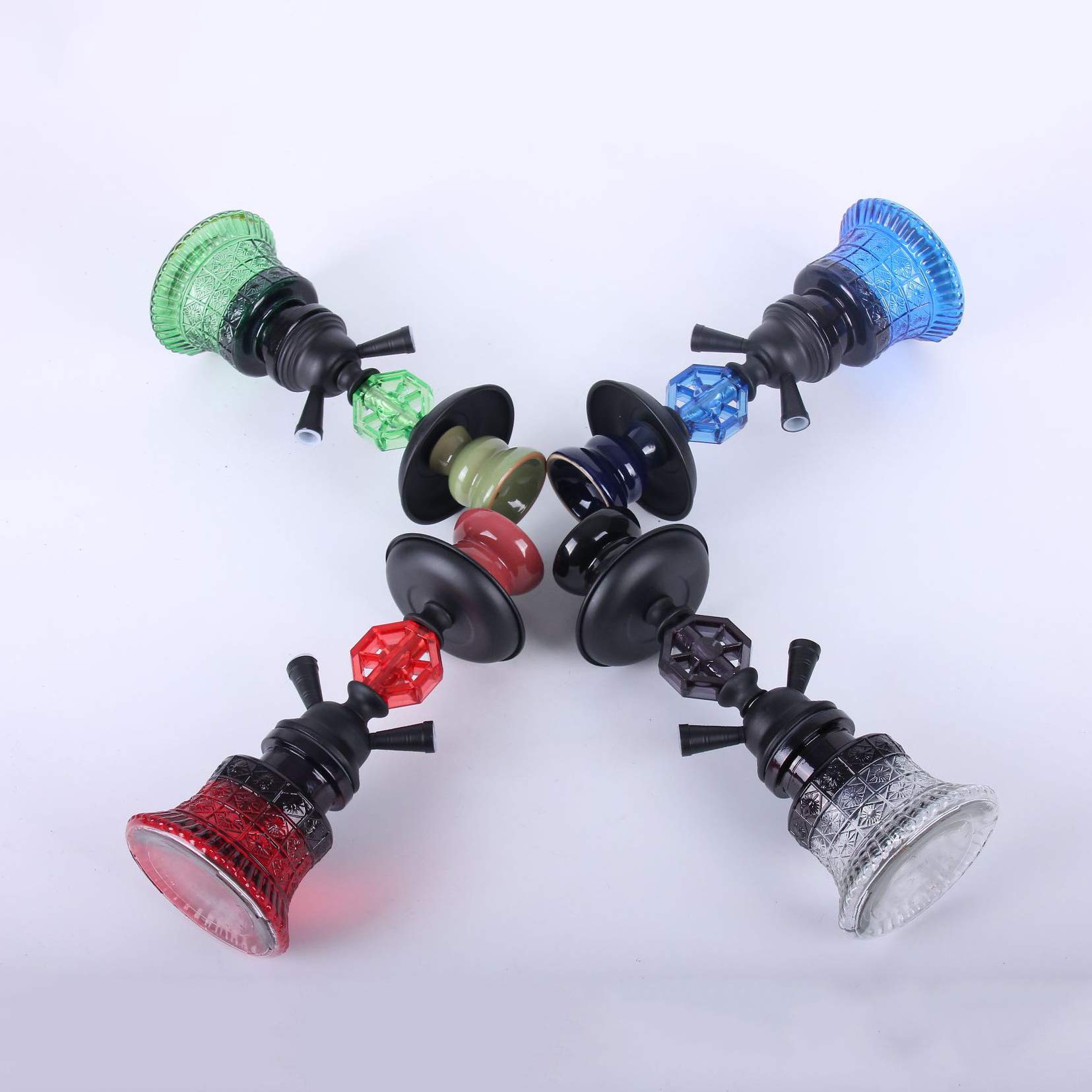 Hookah Set 2-Hose Pipe con Un Tazón de Cerámica, Clip de Carbono, Lámina de Aislamiento Térmico para Better Shisha Hookah Smoking Deluxe Shisha,Negro