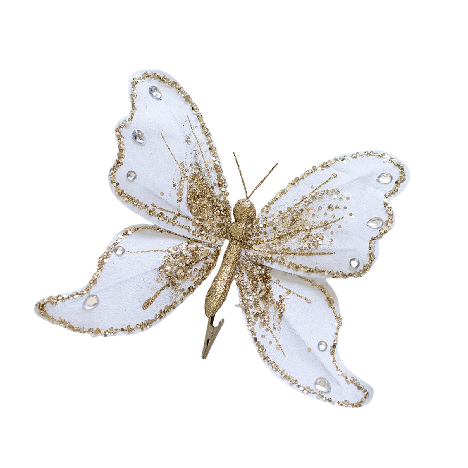carotoe With Clip for Festives Home and Wedding Arrangements Decorative Simulated Butterfly Adorment Party Supplies Christmas Butterfly Ornament