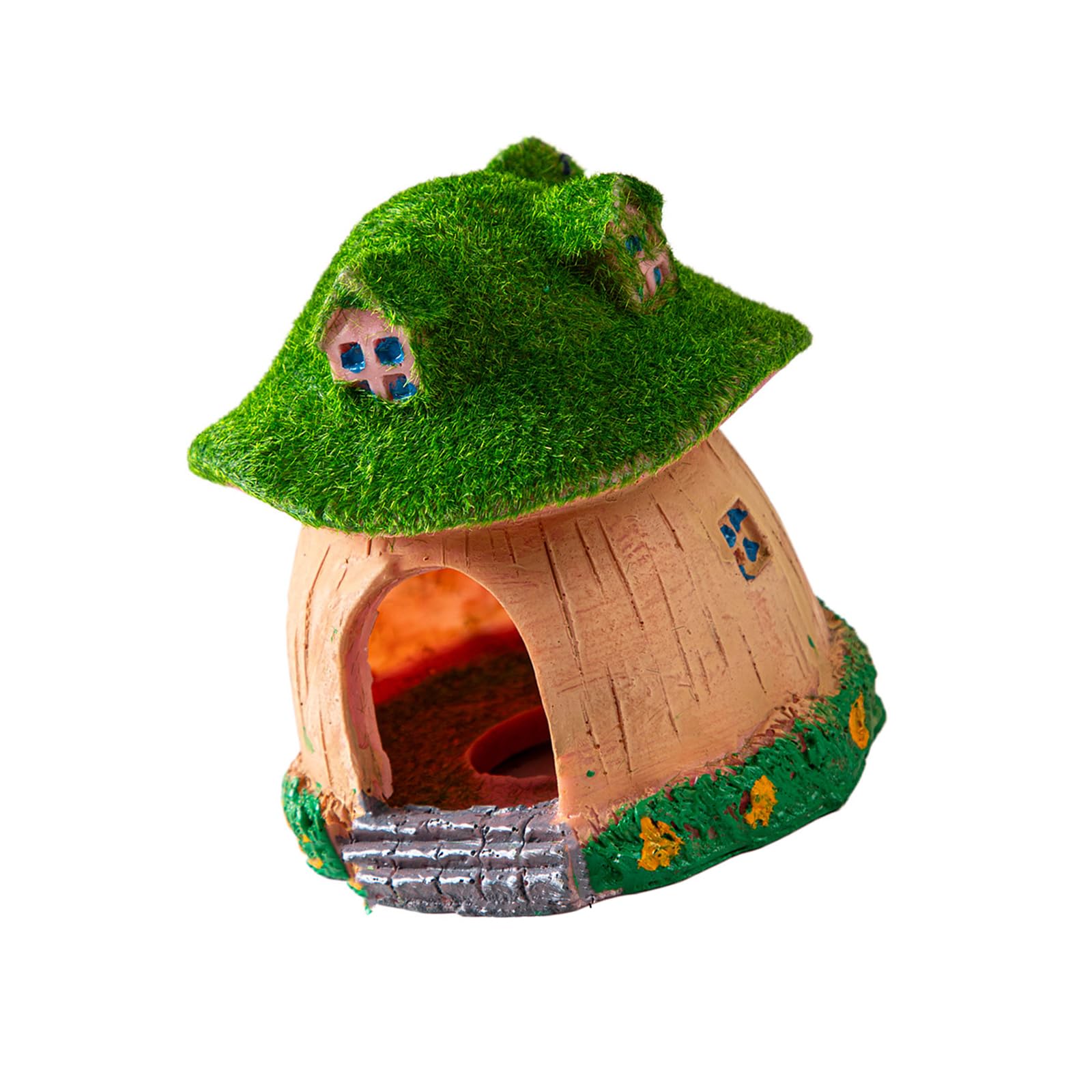Plcpdm Mushroom House Terrarium Pet Cave Decor For Small Turtles And Fish, Resin Tree House Aquarium Ornament For Habitat Displays Setup Vivarium Shelter Terrarium Ornament Aquarium Cave Small Pet Supplies Turtle Habitat
