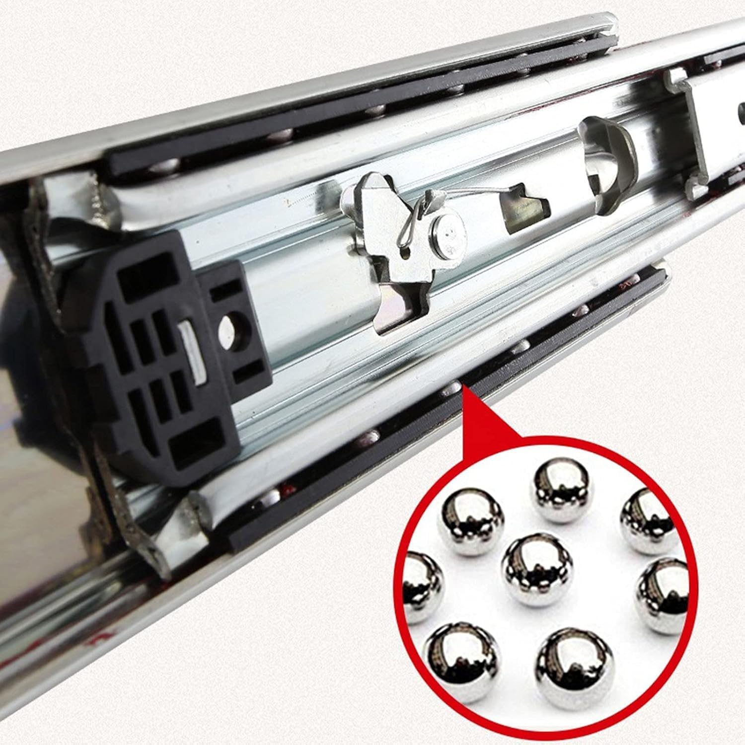 Drawer Slide Rail， Drawer Slides,1 Pair Three-Section Fully Extended Heavy Duty Slide Rail with Lock,for Kitchen,Wardrobe(60INCH/1524MM)