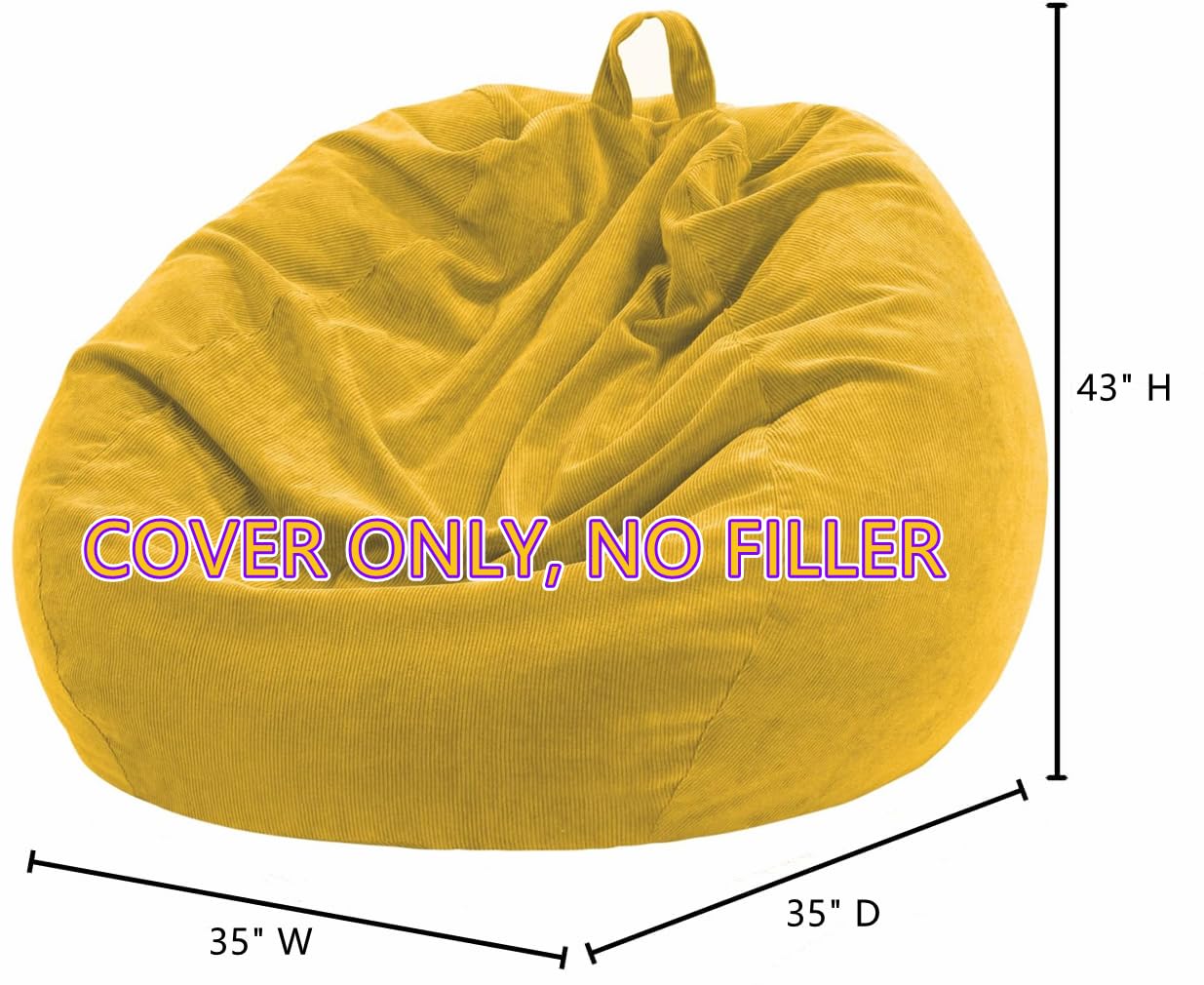 Nobildonna Bean Bag Chair Cover (No Filler) for Kids and Adults. Extra Large 300L Bean Bag Stuffed Animal Storage Washable Soft Premium Corduroy Stuffed Plush Toys Bean Bag Cover - Image 4