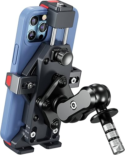 BRCOVAN Soporte de teléfono para horquilla de motocicleta con amortiguador de vibraciones y bloqueo seguro de alta velocidad, antirrobo, aleación de