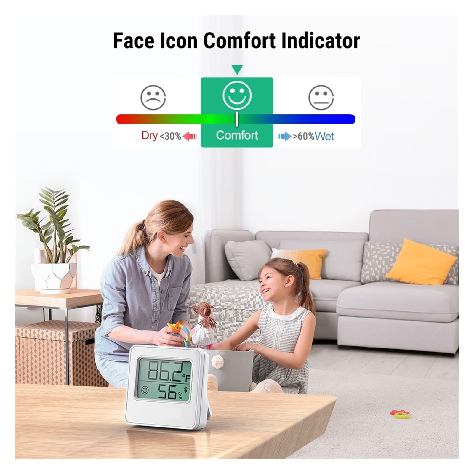 80M Smart Wireless Termometro Digitale Igrometro Stazione Meteorologica For Mini Camera Da Interno Con Dati Preciso Veloce Monitoraggio In Tempo Reale(2 Pcs White)