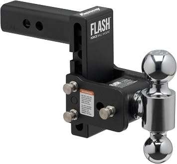 FASTWAY Flash Force Adjustable Steel Ball Mount, Dual Hitch Balls, Quick Height Adjustment, Stowable, for 2" and 2-1/2" Receiver, Heavy Duty 67-00-7350, 5" Drop, 5-1/2" Rise, 2" Receiver