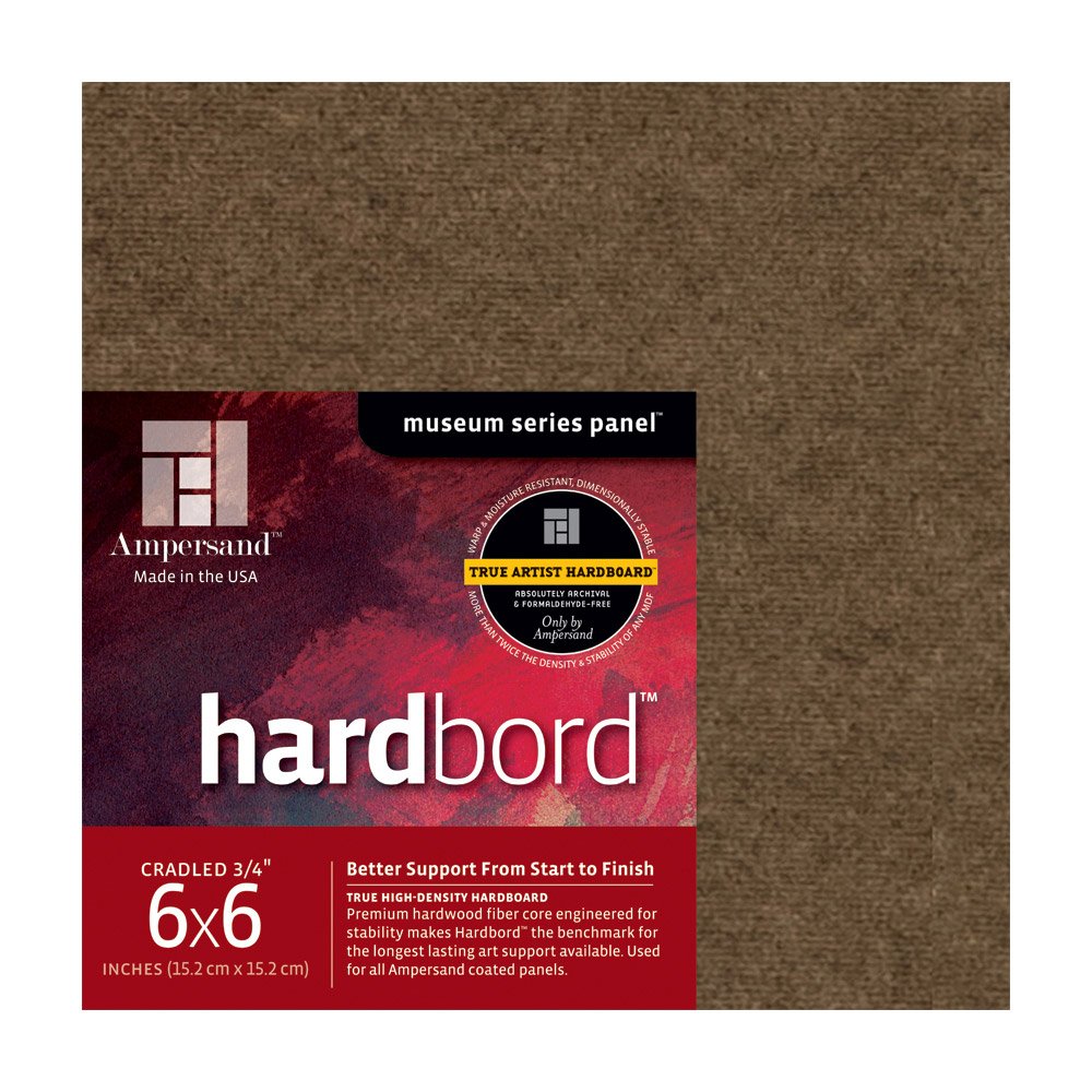 Ampersand Art Supply Hardboard Wood Painting Panel: Museum Series Hardbord, 6" x 6", 3/4 Inch Cradled Profile