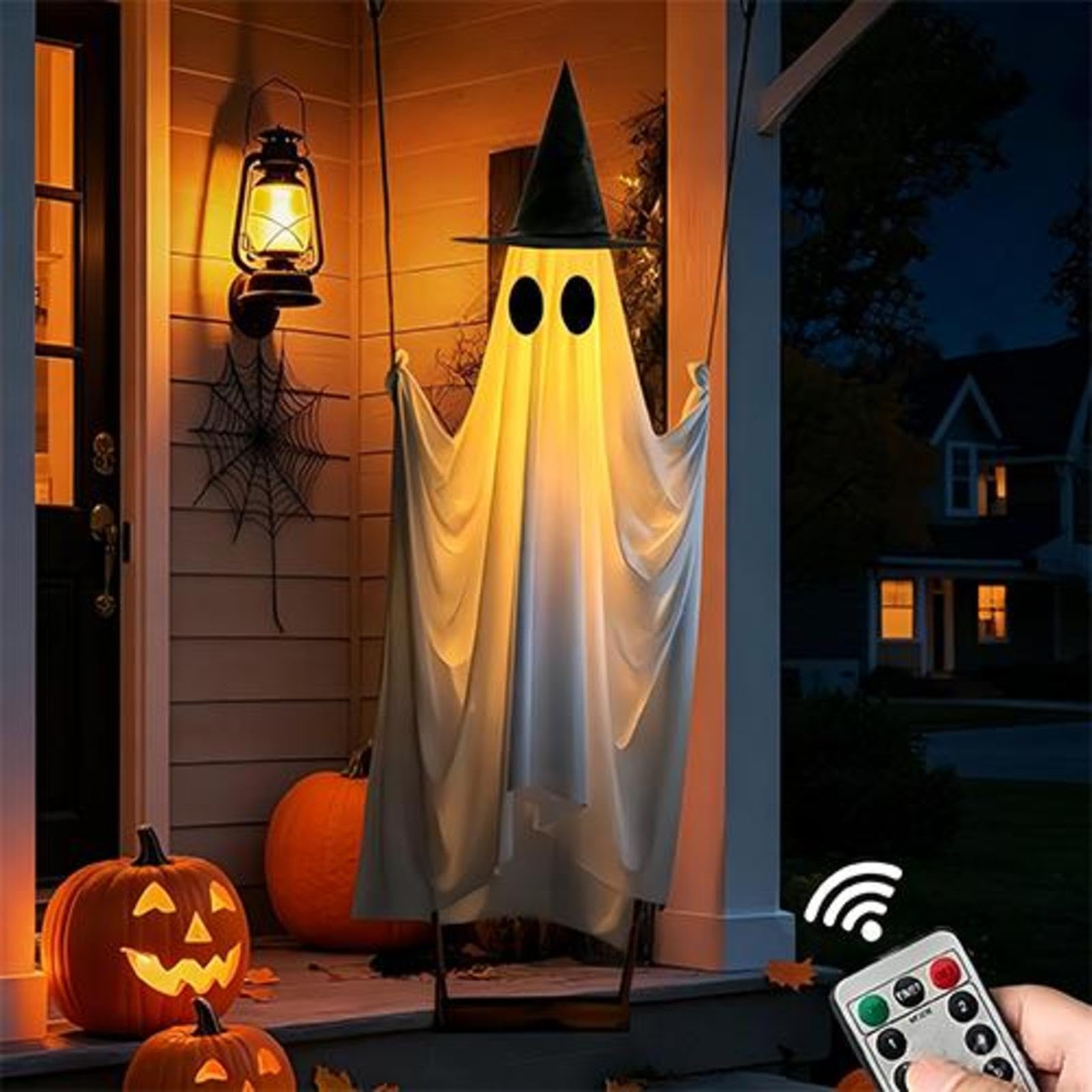 Fantôme Halloween de 185 cm télécommandé pour grand décor extérieur
