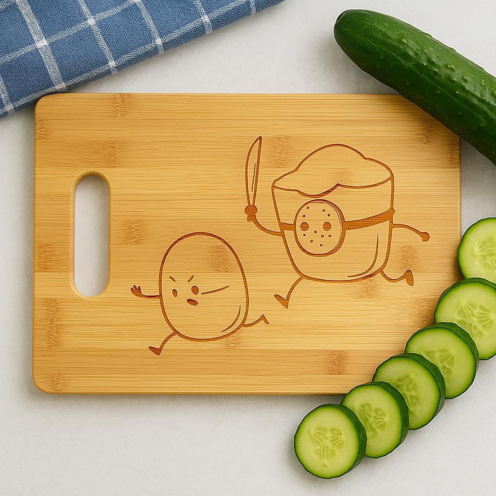 French Fried Jason Funny Horror Film Parody - Laser Engraved Bamboo Cutting Board - Wedding, Housewarming, Anniversary, Birthday, Father's Day, Gift