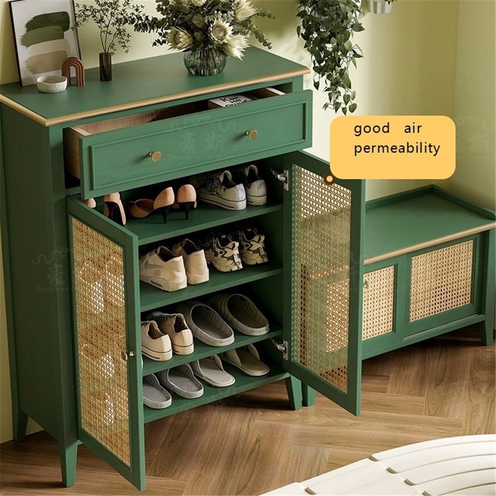 ZzleoyuUUs-12 Armário de sapatos com portas estilo vintage Rattan