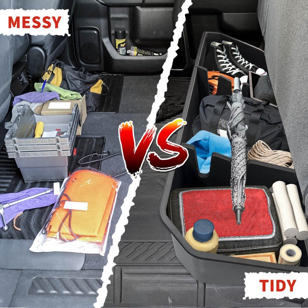 Rear Underseat Storage Compatible with 2019-2026 Chevy Silverado/GMC Sierra 1500, 2020-2026 2500HD 3500HD Pickup ABS Under Seat Organizer Bin (2019+ Silverado 1500)
