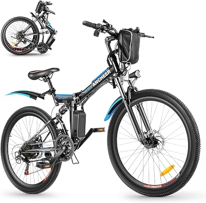 ANCHEER Bici Elettrica, 26'' Bici Elettrica Pieghevole 250W Mountain Bike  Elettrica con Batteria Rimovibile 288WH, Ebike con Sospensioni Anteriori e  21 Velocità : Sport e tempo libero