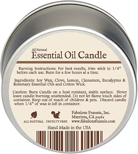 Miniatura 2 de Fabulous Frannie Vela de soja de aromaterapia totalmente natural, lata de viaje hecha con aceites esenciales puros, 100 horas de tiempo de