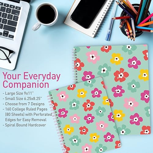 Miniatura 3 de Sweetzer & Orange S&O - Lindos cuadernos en espiral con rayas universitarias con bolsillos, cuaderno de tapa dura para mujer, bonitos cuadernos para