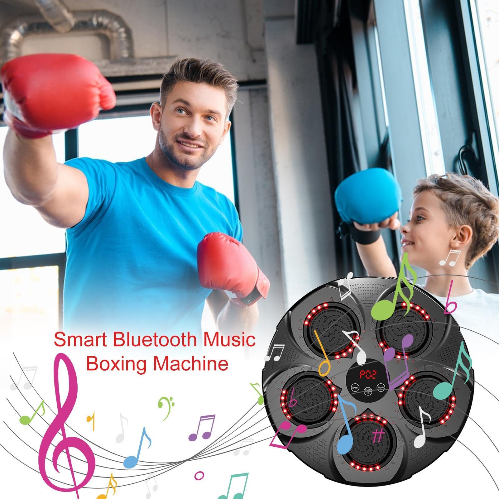 Máquina de boxeo musical | Boxeador de música inalámbrico electrónico, objetivo de boxeo, equipo de perforación con modos de luz, máquina de entrenamiento con velocidad ajustable para principiantes | Máquina de entrenamiento Equipo de perforación de veloc