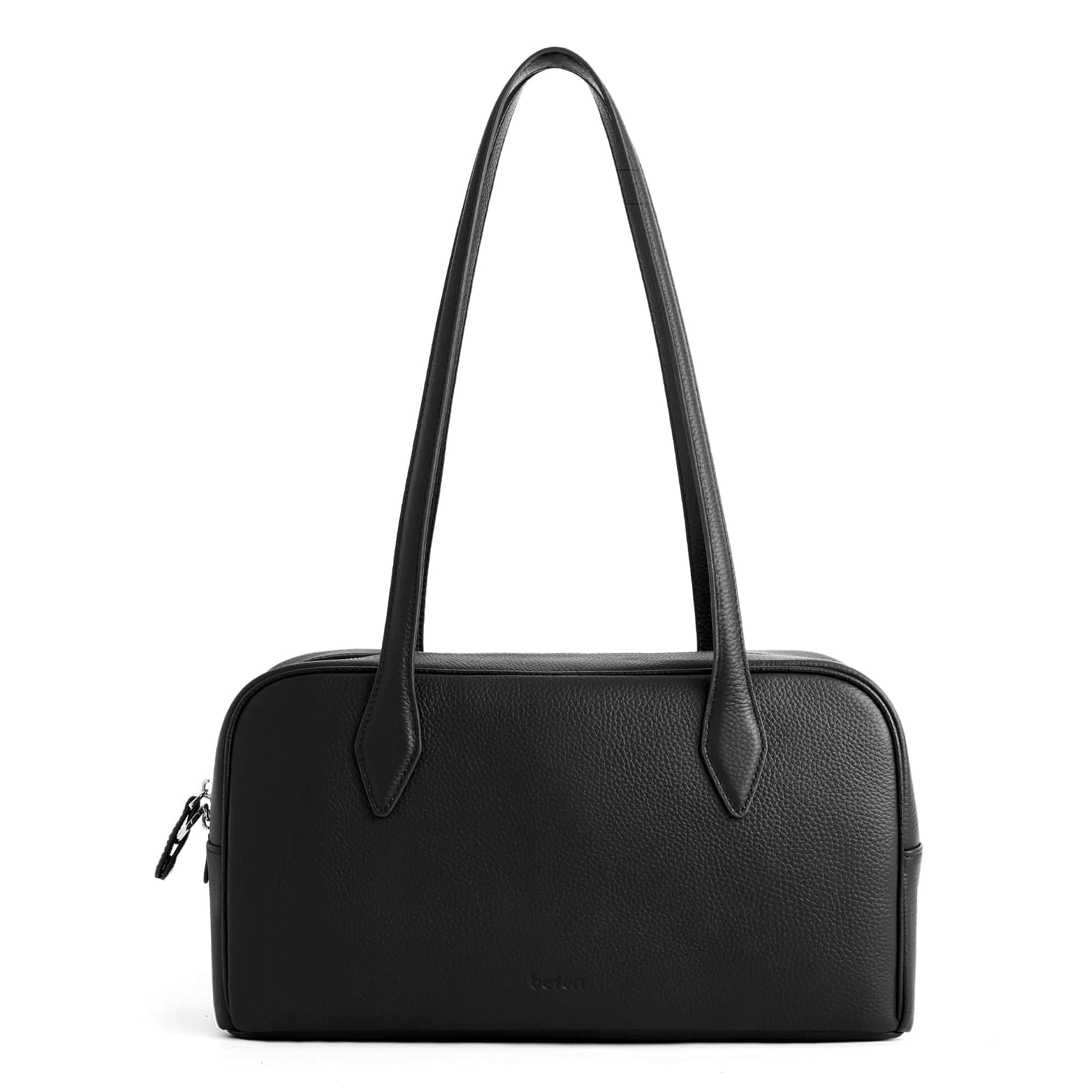 befen Genuine Leather Shoulder Bag for Women Trendy Bowler Bags Purse Key Chain, Anti-theft Zipper, Soft Shoulder Strap, East West Bags,Travel ,Work & Shopping and Daily Use