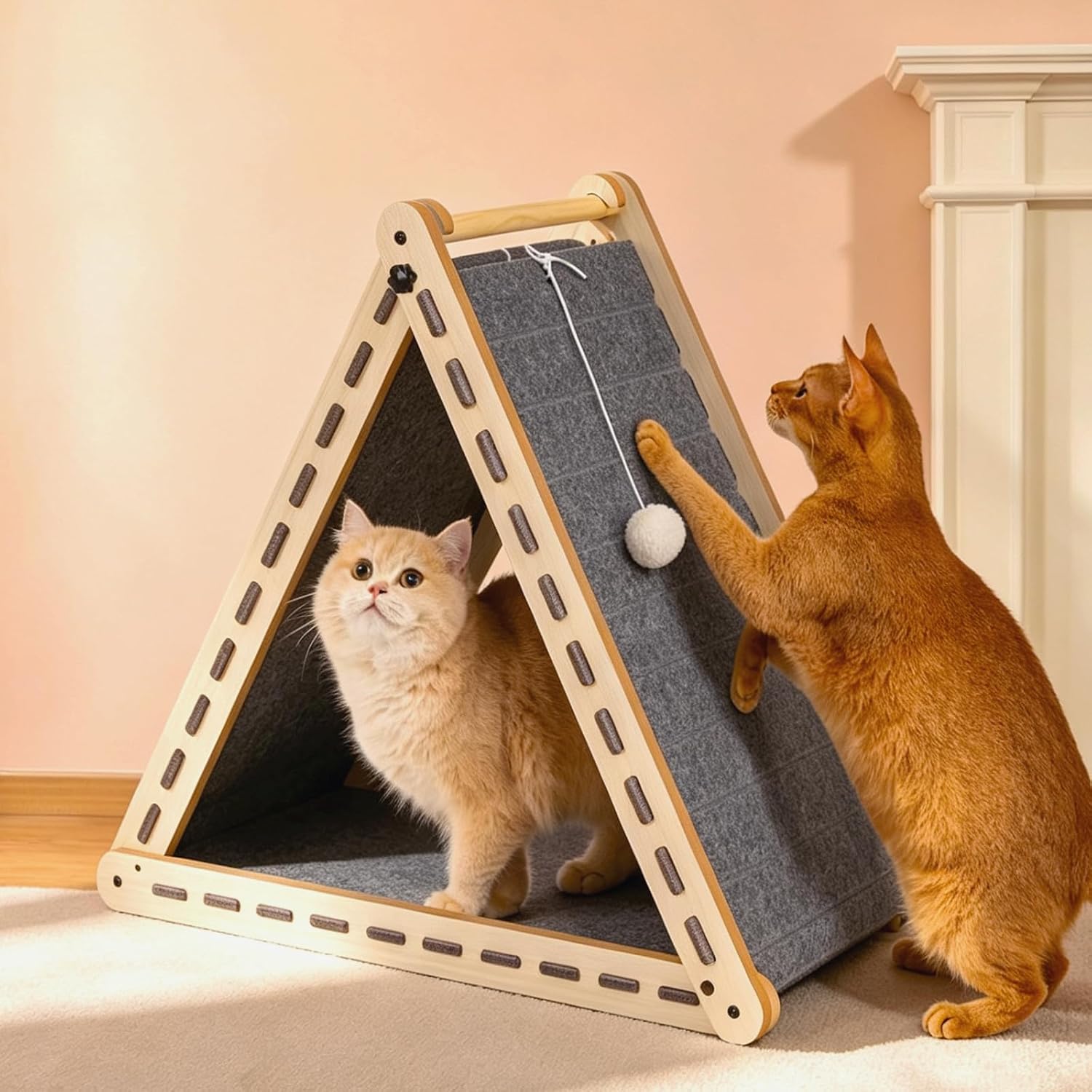 Felt Cat Scratcher for Indoor Cats,Foldable Triangle,Grey