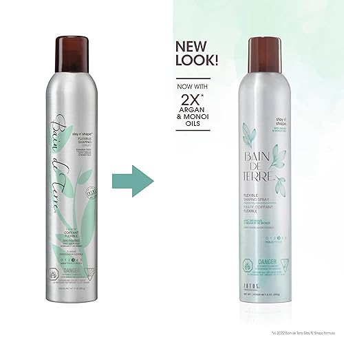 Miniatura 2 de Bain de Terre Stay N' Shape - Spray moldeador flexible para el cabello, crea una sujeción flexible y protege contra la humedad, aceites de argán y
