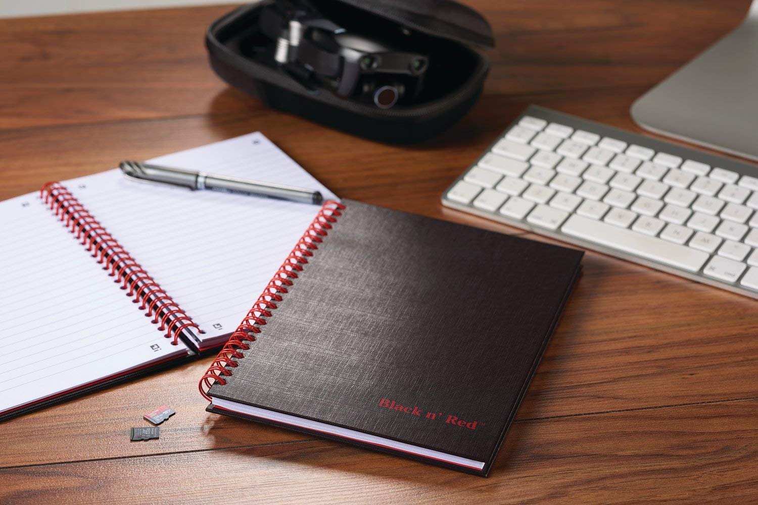 Black n' Red Notebook, Durable Hardcover, Premium Optik Paper, Scribzee App Compatible, Environmentally Friendly, Spiral Binding, 8-1/4" x 5-1/4", 70 Double-Sided Ruled Sheets, (Pack of 2)